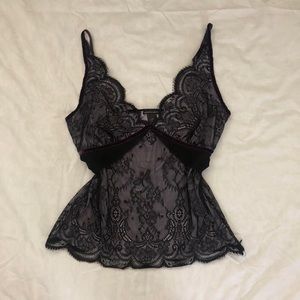 Vintage lace and mesh gothic grunge purple cami top